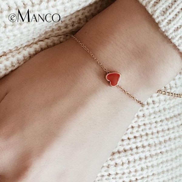 e-manco classic gold color chain bracelets for women vintage red heart enamel charms adjustable femme bracelet fashion jewelry, Black
e-manco classic gold color chain bracelets for women vintage red heart enamel charms adjustable femme bracelet fashion jewelry, Black