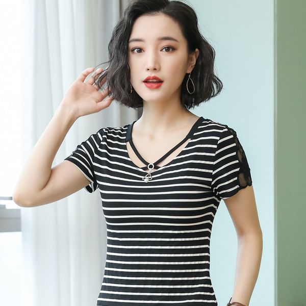 summer new style slim fit slimming t-shirt women's korean-style fashion hollow out embroidery stripes cotton t-shirt pure cotton, White
summer new style slim fit slimming t-shirt women's korean-style fashion hollow out embroidery stripes cotton t-shirt pure cotton, White