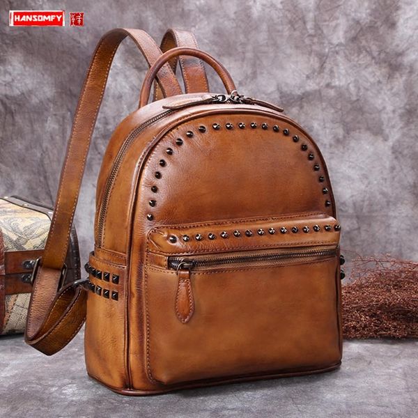 vintage genuine leather women's backpack small backpacks rivet shoulder bag ladies schoolbags first layer cowhide new female
vintage genuine leather women's backpack small backpacks rivet shoulder bag ladies schoolbags first layer cowhide new female