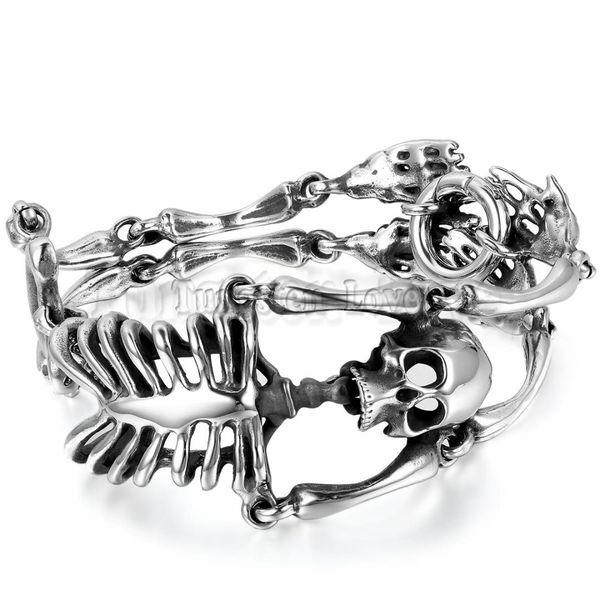 8.6 inch men's stainless steel bracelet link wrist silver black skull skeleton vintage jewelry boy gift pulseira masculina couro, Golden;silver
8.6 inch men's stainless steel bracelet link wrist silver black skull skeleton vintage jewelry boy gift pulseira masculina couro, Golden;silver
