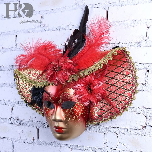 h&d elegant red feather hat full face venetian mask halloween masquerade party masks italy lady mask party favor wall decoration
h&d elegant red feather hat full face venetian mask halloween masquerade party masks italy lady mask party favor wall decoration