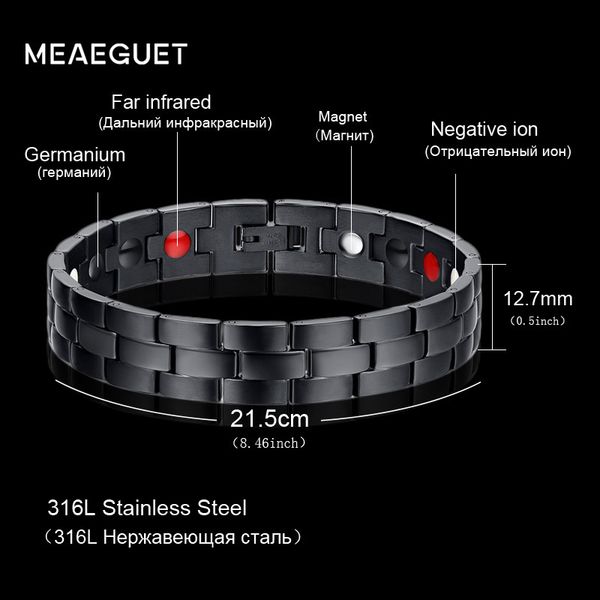 meaeguet men's stainless steel bracelet black magnetic charms bracelets &bangles 218mm healthy energy bracelets, Golden;silver
meaeguet men's stainless steel bracelet black magnetic charms bracelets &bangles 218mm healthy energy bracelets, Golden;silver