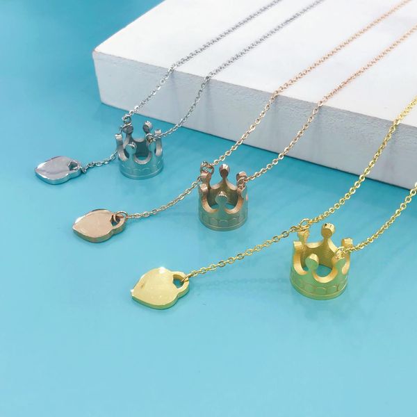fashion stainless steel princess crown 3d pendant charms heart necklaces earings fine love jewelry for women chain accessories, Silver
fashion stainless steel princess crown 3d pendant charms heart necklaces earings fine love jewelry for women chain accessories, Silver