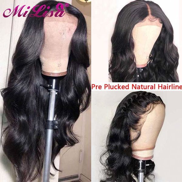 body wave wig glueless lace front human hair wigs pre plucked peruvian mi lisa hair remy 13x4 transparent lace frontal wigs, Black;brown