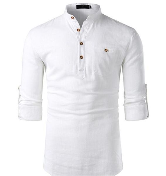 cotton-linen long sleeve mens shirts lapel neck solid mens with pockets fashion male clothing, White;black
cotton-linen long sleeve mens shirts lapel neck solid mens with pockets fashion male clothing, White;black