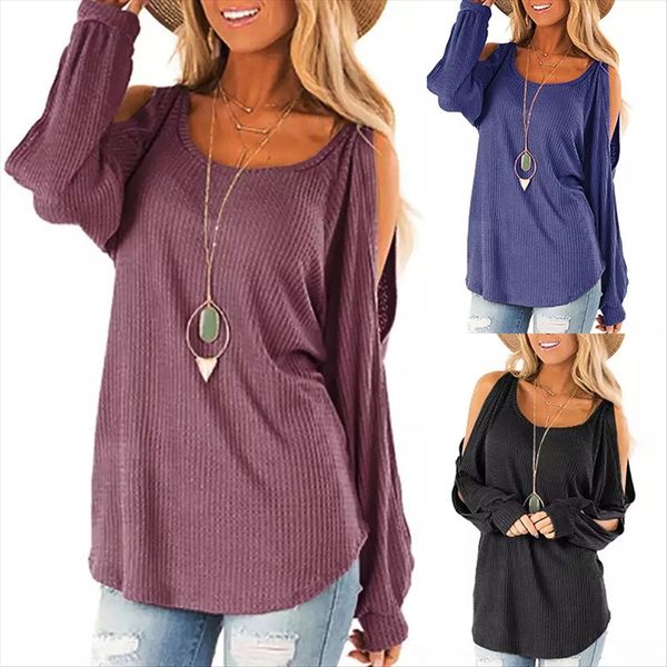 2019 autumn women's round collar bare shoulder t-shirt lantern lantern sleeve waffge t-shirt women, White
2019 autumn women's round collar bare shoulder t-shirt lantern lantern sleeve waffge t-shirt women, White