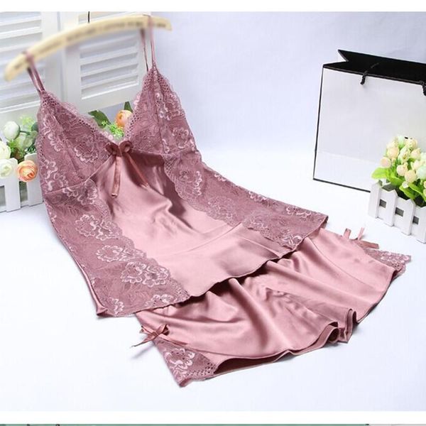 summer style pajamas sets women deep v-neck sleep set spaghetti strap shorts sleepwear = silk homewear, Black;red
summer style pajamas sets women deep v-neck sleep set spaghetti strap shorts sleepwear = silk homewear, Black;red