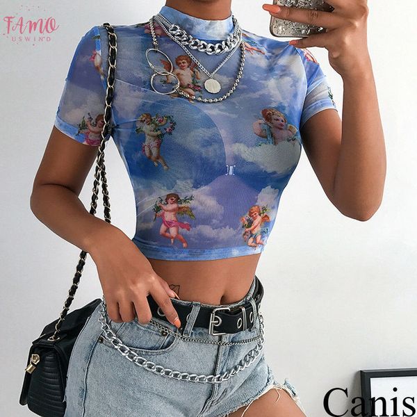 2020 fasion women letter see through floral angel transparent print sheer crop mini t shirt, White
2020 fasion women letter see through floral angel transparent print sheer crop mini t shirt, White