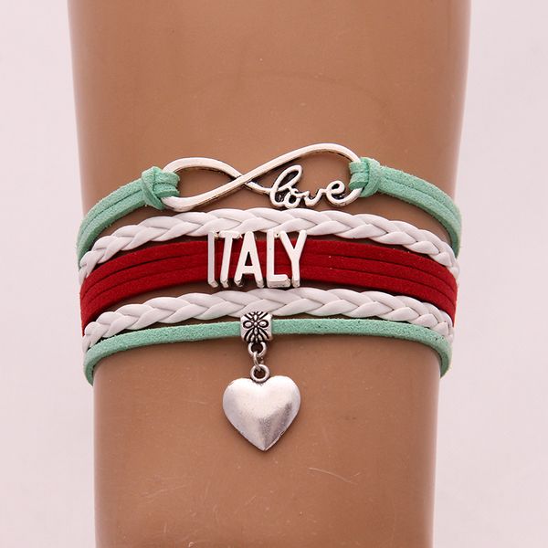 infinity love italy bracelets bangles heart charm braided pu leather bracelet nicely jewelry for women men drop shipping, Golden;silver
infinity love italy bracelets bangles heart charm braided pu leather bracelet nicely jewelry for women men drop shipping, Golden;silver