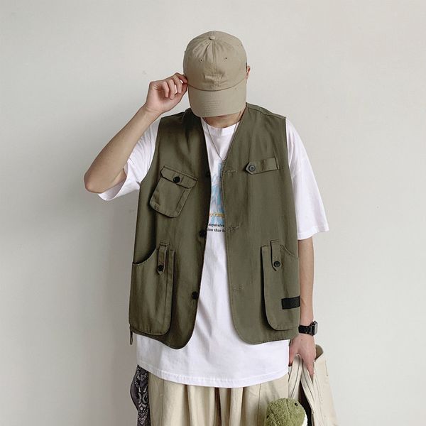 2019 summer new japanese and korean tooling loose casual vest jacket male retro hipster gilet shirt army green khaki, Black;white
2019 summer new japanese and korean tooling loose casual vest jacket male retro hipster gilet shirt army green khaki, Black;white