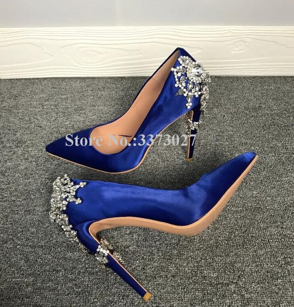 new blue satin rhinestone wedding shoes women fashion pointed toe crystal stiletto heel single shoes lady office dress, Black
new blue satin rhinestone wedding shoes women fashion pointed toe crystal stiletto heel single shoes lady office dress, Black