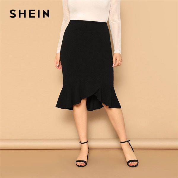 shein plus size asymmetrical ruffle hem black bodycon skirt office lady elegant solid knee-length weekend casual pencil skirts, Black;gray
shein plus size asymmetrical ruffle hem black bodycon skirt office lady elegant solid knee-length weekend casual pencil skirts, Black;gray