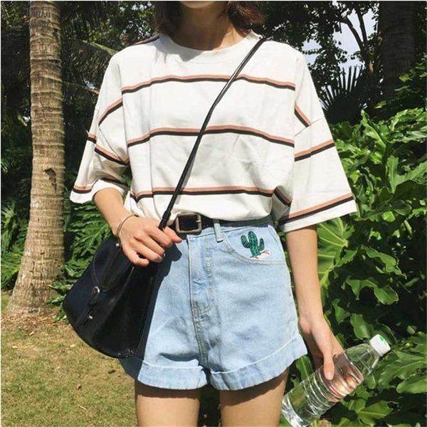 womens t shirts japan harajuku ladies ulzzang student summer loose tide stripe korean kawaii clothe for women tshirt, White
womens t shirts japan harajuku ladies ulzzang student summer loose tide stripe korean kawaii clothe for women tshirt, White