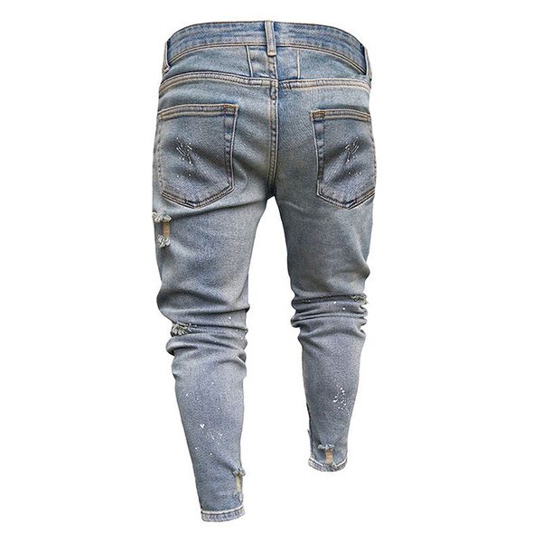 mens denim designer jeans clothing draped slim fit holes zipper pencil pants hombes pantalones, Blue
mens denim designer jeans clothing draped slim fit holes zipper pencil pants hombes pantalones, Blue