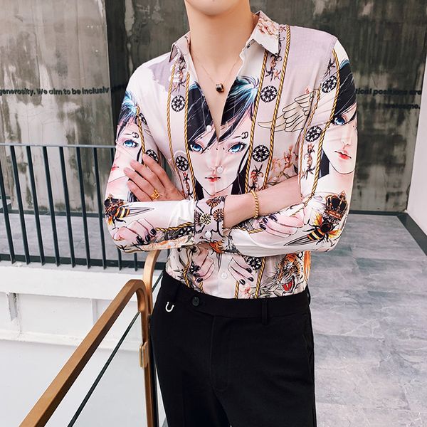 spring new pattern girl print shirt baroque slim fit party club shirt mens camisa homem man camisa masculina clothes, White;black
spring new pattern girl print shirt baroque slim fit party club shirt mens camisa homem man camisa masculina clothes, White;black