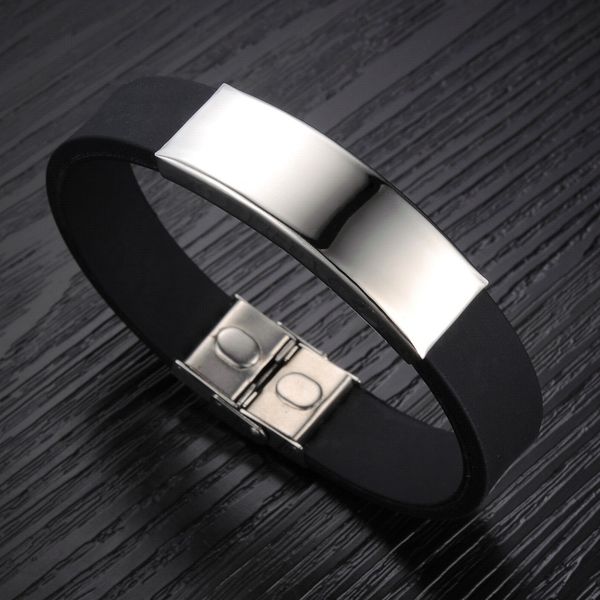 queen66 2020 brand 2pcs/lot casual silicone charm men bracelet wholesale price stainless steel round jewelry bangle link chain, Black
queen66 2020 brand 2pcs/lot casual silicone charm men bracelet wholesale price stainless steel round jewelry bangle link chain, Black