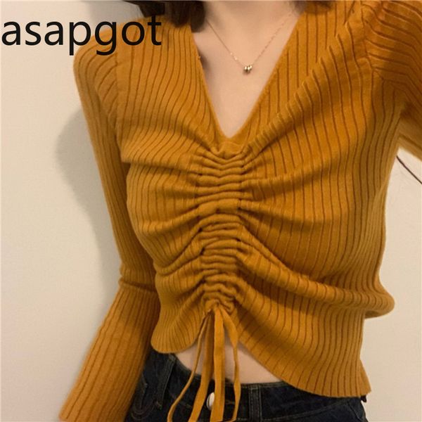 sweater women v neck long sleeve pullovers knitted shirts spring simple drawstring all match bottom spring lace up short, White;black
sweater women v neck long sleeve pullovers knitted shirts spring simple drawstring all match bottom spring lace up short, White;black