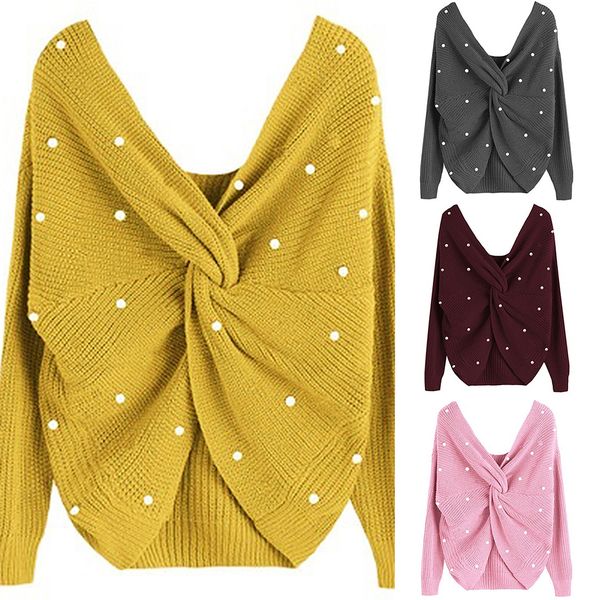 shujin 2019 women's casual v neck criss cross backless long batwing sleeve loose knitted sweater pullovers, White;black
shujin 2019 women's casual v neck criss cross backless long batwing sleeve loose knitted sweater pullovers, White;black