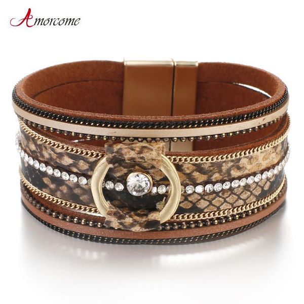 amorcome multilayer snake skin leather bracelets for women 2019 bohemian ladies wide charm animal print bracelet female jewelry, Golden;silver
amorcome multilayer snake skin leather bracelets for women 2019 bohemian ladies wide charm animal print bracelet female jewelry, Golden;silver