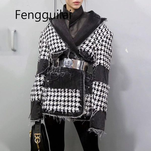 2020 autumn winter new full sleeve lattice tweed cowboy split joint long fund self-cultivation fashion trend jacket female, Black
2020 autumn winter new full sleeve lattice tweed cowboy split joint long fund self-cultivation fashion trend jacket female, Black