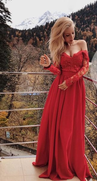 red evening prom dresses long lace off the shoulder with long sleeves chiffon formal homecoming party dress for girls prom, Black;red
red evening prom dresses long lace off the shoulder with long sleeves chiffon formal homecoming party dress for girls prom, Black;red