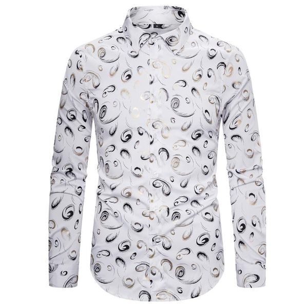 shirt men bronzing print long sleeve casual shirts fashion slim mens blouse spring new arrival, White;black
shirt men bronzing print long sleeve casual shirts fashion slim mens blouse spring new arrival, White;black