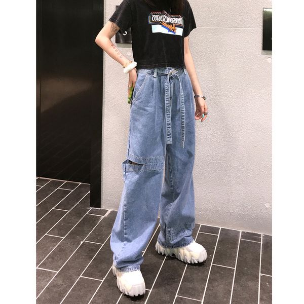 web celebrity with female straight hole jeans loose 2020 new tall waist drape wide-legged pants show high torre pants, Blue
web celebrity with female straight hole jeans loose 2020 new tall waist drape wide-legged pants show high torre pants, Blue