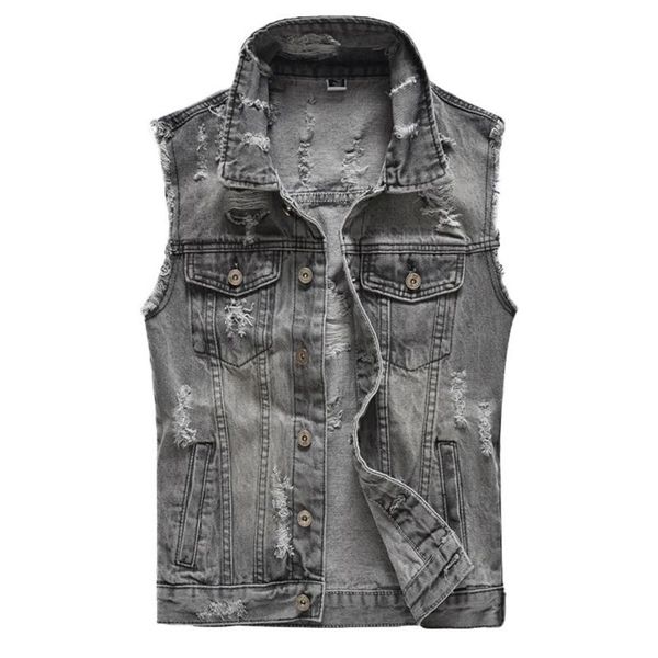 men hi street destroyed denim vests with holes ripped sleeveless jean jacket male distressed waistcoat plus size m-5xl, Black;white
men hi street destroyed denim vests with holes ripped sleeveless jean jacket male distressed waistcoat plus size m-5xl, Black;white