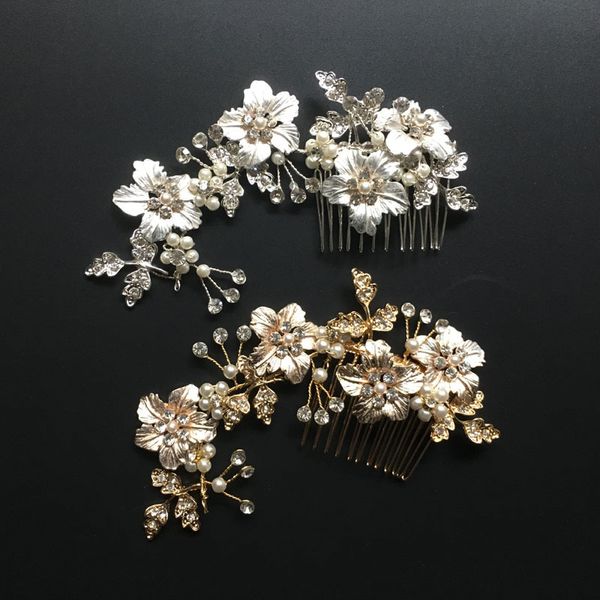 slbridal handmade flower leaf rhinestones pearls wedding hair comb bridal headpieces crystal hair accessories bridesmaids women, Golden;white
slbridal handmade flower leaf rhinestones pearls wedding hair comb bridal headpieces crystal hair accessories bridesmaids women, Golden;white