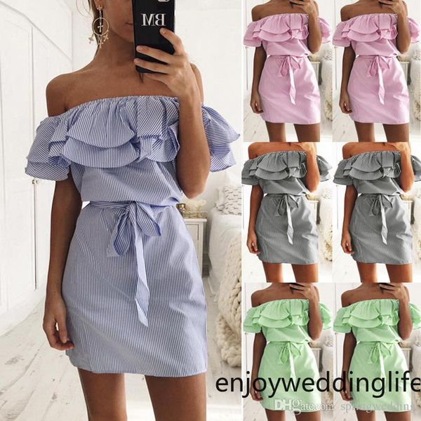 mini short 4 colors striped casual dresses off shoulders black pink blue green short party gowns women dress for beach fs5746, Black;gray
mini short 4 colors striped casual dresses off shoulders black pink blue green short party gowns women dress for beach fs5746, Black;gray