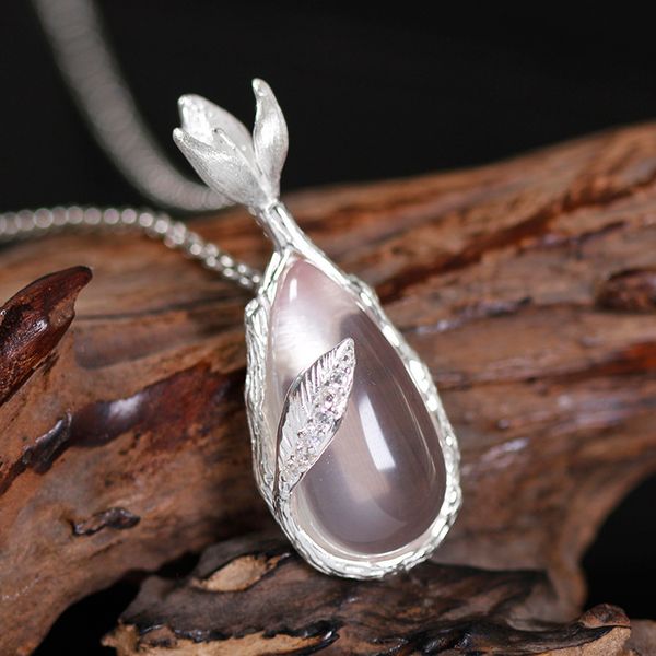 inature природные розовый кварц подвеска стерлингового серебро 925 magnolia цветок ожерелье для женщин ювелирных изделий, Silver 
inature природные розовый кварц подвеска стерлингового серебро 925 magnolia цветок ожерелье для женщин ювелирных изделий, Silver