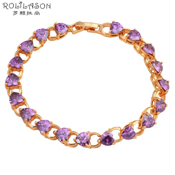 rolilason tasteful design heart shape purple violet crystal zircon golden bracelet classic gift for women fashion jewelry tbs774, Golden;silver
rolilason tasteful design heart shape purple violet crystal zircon golden bracelet classic gift for women fashion jewelry tbs774, Golden;silver