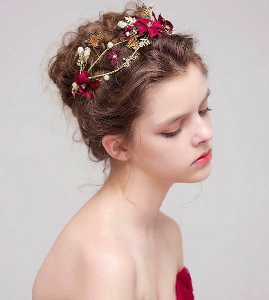 charm bridal butterfly wedding party red flower gold crown hair band headband vintage tiara headpiece head accessories women, Golden;white
charm bridal butterfly wedding party red flower gold crown hair band headband vintage tiara headpiece head accessories women, Golden;white
