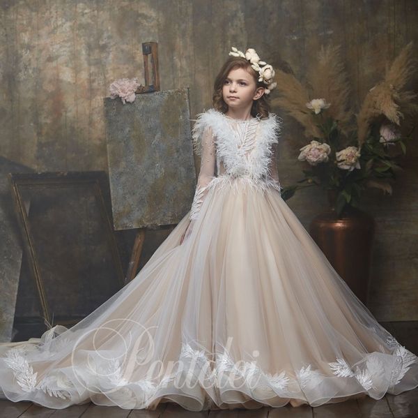 feather ball gown flower girl dresses for wedding beaded bateau neck appliqued toddler pageant gowns long sleeves kids prom dress, White;blue
feather ball gown flower girl dresses for wedding beaded bateau neck appliqued toddler pageant gowns long sleeves kids prom dress, White;blue