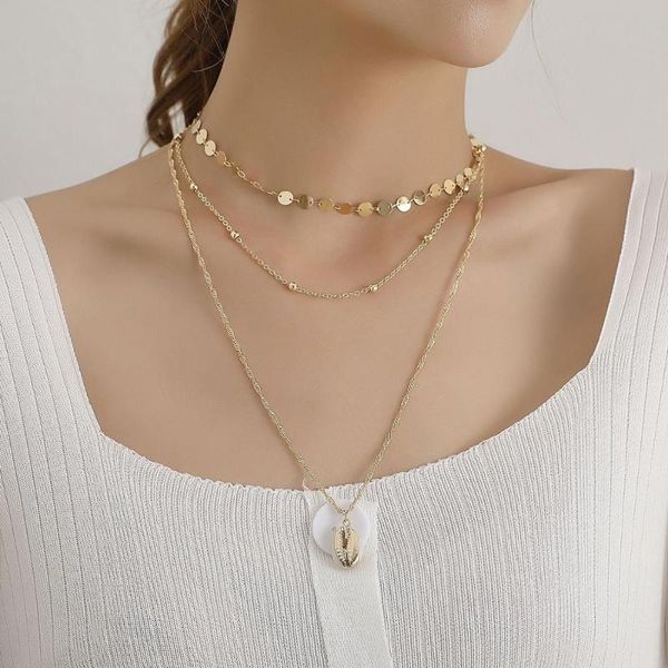 bohemia layered conch necklaces women jewelry simple shing alloy round sequins charms shell pendant multilayer necklace gifts, Golden;silver
bohemia layered conch necklaces women jewelry simple shing alloy round sequins charms shell pendant multilayer necklace gifts, Golden;silver