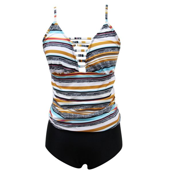 jamais vu women two-piece swimwear striped front tankini boy short plus size swimming suit, White;black
jamais vu women two-piece swimwear striped front tankini boy short plus size swimming suit, White;black