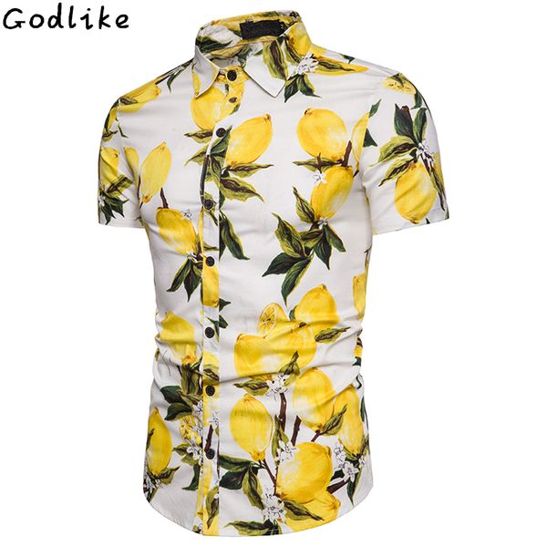2018 summer fashion new men's short-sleeved shirt beach cool hawaii play short-sleeved lemon floral print blouse, White;black
2018 summer fashion new men's short-sleeved shirt beach cool hawaii play short-sleeved lemon floral print blouse, White;black