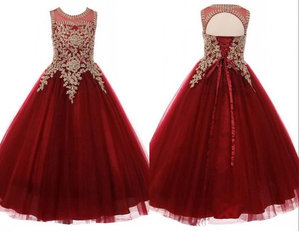 fabulous burgundy gold embroidery little girls pageant dresses keyhole back a line tulle sequins flower girl first communion dress, White;red
fabulous burgundy gold embroidery little girls pageant dresses keyhole back a line tulle sequins flower girl first communion dress, White;red