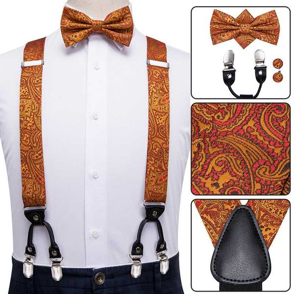 bd-3021 hi-tie silk men's suspenders tie set leather metal 6 clips braces golden brown paisley elastic suspenders men, Black;white
bd-3021 hi-tie silk men's suspenders tie set leather metal 6 clips braces golden brown paisley elastic suspenders men, Black;white