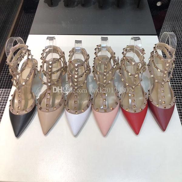 new belt designer flat shoes patent leather fashion rivets sandals ladies pointed dress valentine's wedding sandals, Black
new belt designer flat shoes patent leather fashion rivets sandals ladies pointed dress valentine's wedding sandals, Black