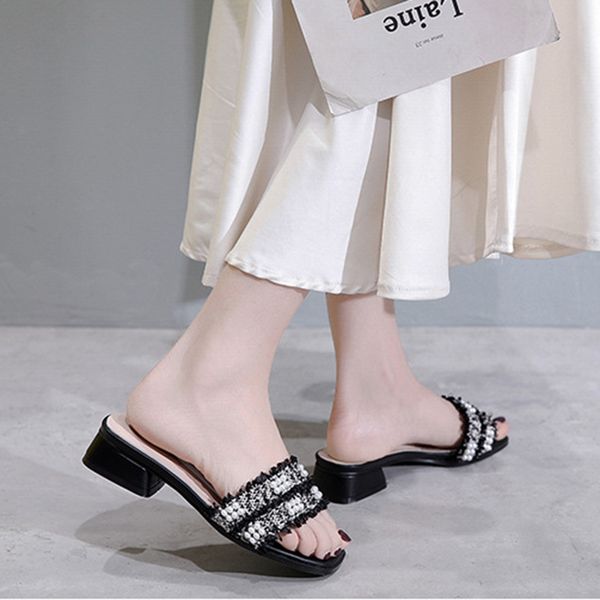 36-45 over size knitted pearl tassel women sandals open toe chunky low heels flip flops weaving beads square toe widen sandalias, Black
36-45 over size knitted pearl tassel women sandals open toe chunky low heels flip flops weaving beads square toe widen sandalias, Black