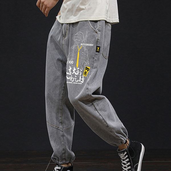 men's jeans large size young pants plus daily fashion men loose printed nine points for man, Blue 
men's jeans large size young pants plus daily fashion men loose printed nine points for man, Blue