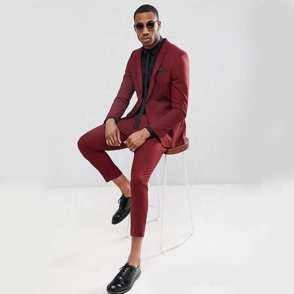 2020 burgundy one button mens suits slim fit back vent groomsmen wedding tuxedos for men blazers peaked lapel prom suit (jacket+pants, Black;gray
2020 burgundy one button mens suits slim fit back vent groomsmen wedding tuxedos for men blazers peaked lapel prom suit (jacket+pants, Black;gray