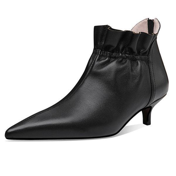 fashion women ankle boots pointed toe female shoes ruffles female shoes real leather zipper women handmade thin heel boots, Black
fashion women ankle boots pointed toe female shoes ruffles female shoes real leather zipper women handmade thin heel boots, Black