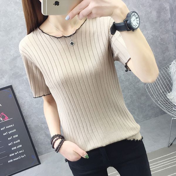 solid color short sleeve women 2020 new ins slim round neck ice silk bottoming summer sweater-jd11540-29, White;black
solid color short sleeve women 2020 new ins slim round neck ice silk bottoming summer sweater-jd11540-29, White;black