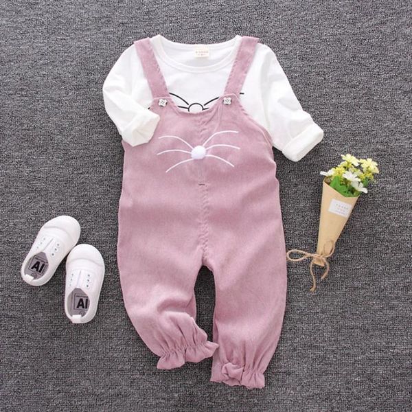 2 шт./компл. мода дети маленькие девочки удобная хлопчатобумажная одежда рубашка с длинным рукавом + длинные брюки, White 
2 шт./компл. мода дети маленькие девочки удобная хлопчатобумажная одежда рубашка с длинным рукавом + длинные брюки, White