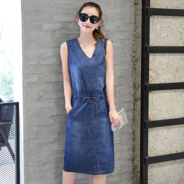 women summer dresses female blue plus size v-neck sleeveless strapless denim dress for women's lacing slim thin long dress, Black;gray
women summer dresses female blue plus size v-neck sleeveless strapless denim dress for women's lacing slim thin long dress, Black;gray