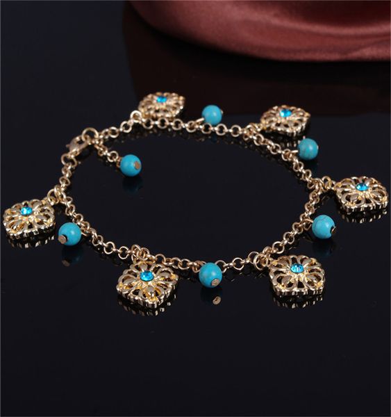 wholesale-2pcs /set unique green turqoise howlite bead flower pendant gold color chain anklet souvenir ankle bracelet foot jewelry ne826, Red;blue
wholesale-2pcs /set unique green turqoise howlite bead flower pendant gold color chain anklet souvenir ankle bracelet foot jewelry ne826, Red;blue
