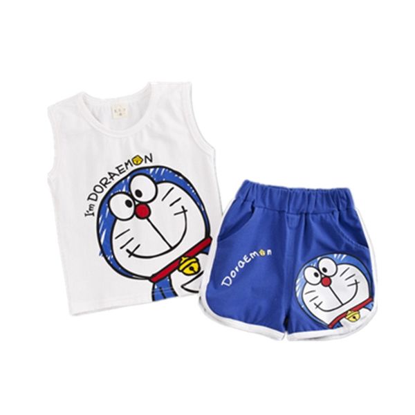 2 pcs boys t-shirt + shorts set vest neck cartoon sleeveless suit doraemon toddler boy clothes, White
2 pcs boys t-shirt + shorts set vest neck cartoon sleeveless suit doraemon toddler boy clothes, White
