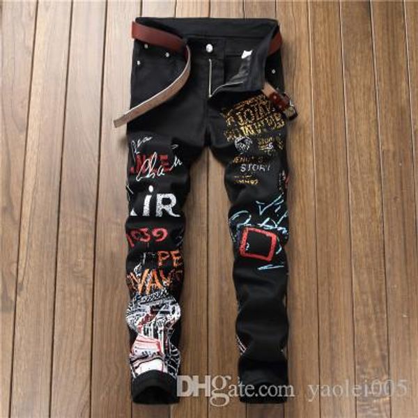 mens casual jeans fashion print pants new slim stretch feet casual trousers waist casual luxury jeans, Blue
mens casual jeans fashion print pants new slim stretch feet casual trousers waist casual luxury jeans, Blue
